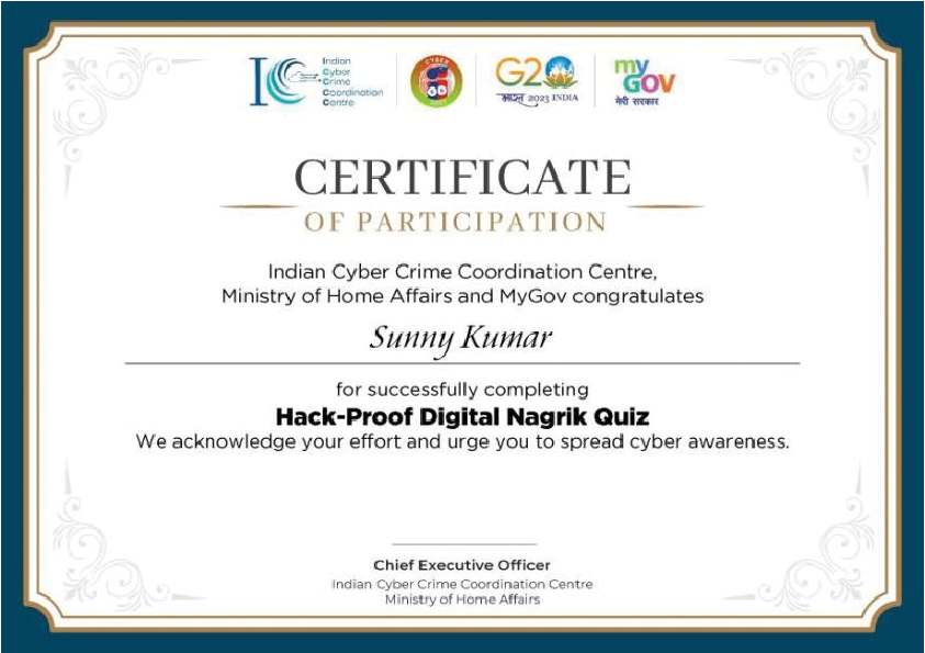 Cyber Crime & Cyber Law Course Certificate